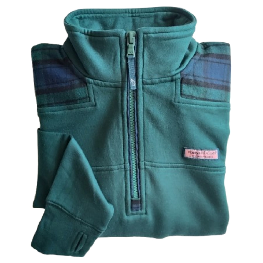 Vineyard Vines Green Plaid Schep Pullover Sweatshirt Small NEW NWT Dreamcloth